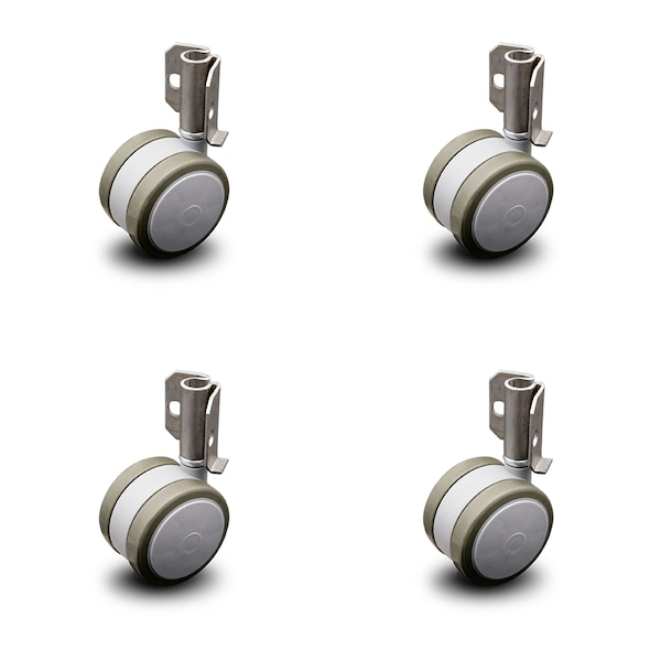 Service Caster 2.375" Gray Soft Twin Wheel Caster with Inside Mount Set SCC SCC-GR02S60-TPR-GRY-716-4-CB90-4 - main